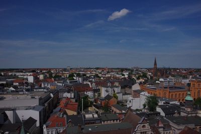 High angle view of townscape against sky