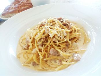 Close-up of noodles in plate