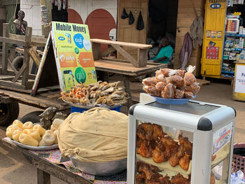 Food for sale at market stall