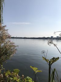 Scenic view of lake against sky