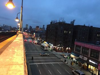 View of city street at night