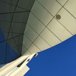 Low angle view of building against blue sky