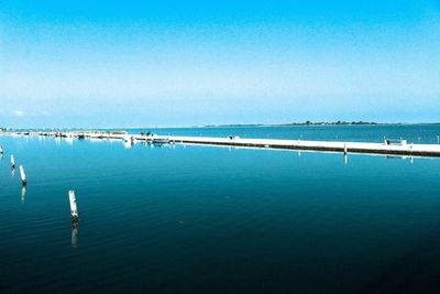 Scenic view of sea against clear sky