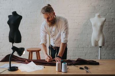 Fashion designer working at studio