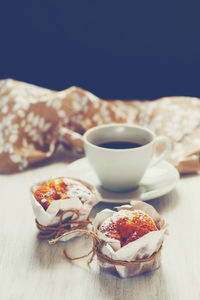 Close-up of breakfast on table