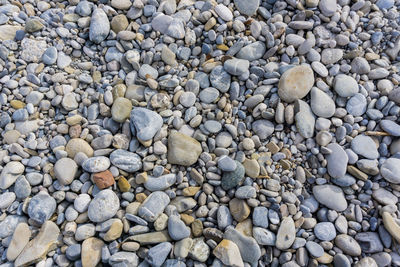 Full frame shot of pebbles on beach