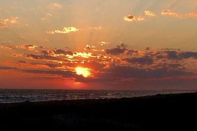 Scenic view of sea at sunset