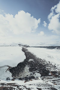 Scenic view of sea against sky during winter