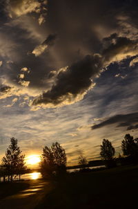 Low angle view of dramatic sky during sunset