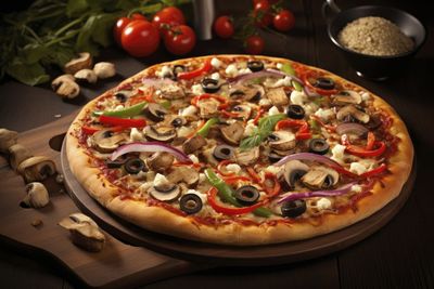 Close-up of pizza on table