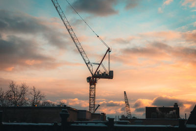 Crane in construction in downtown montreal, canada