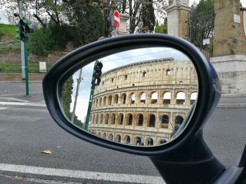 Reflection of building in mirror