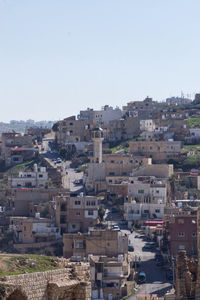 High angle view of townscape against sky