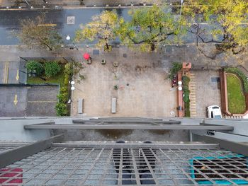 High angle view of tree by building