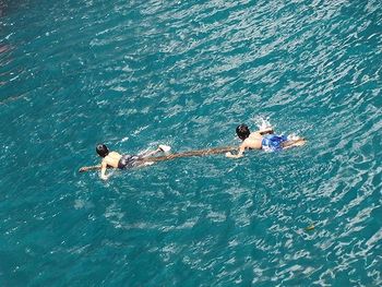 Woman enjoying in sea