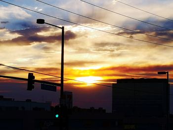 Low angle view of silhouette buildings against sky during sunset