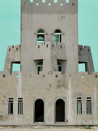 Low angle view of old building against sky