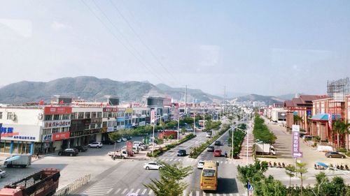 View of residential district against sky