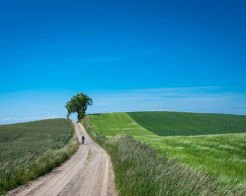 Road amidst field against sky