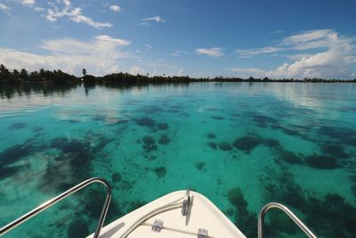 Scenic view of turquoise sea against sky