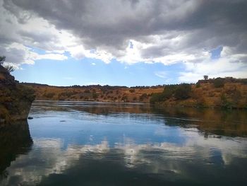 Scenic view of lake against sky