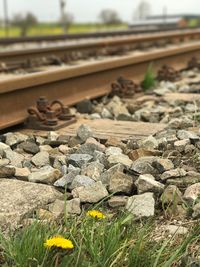 Close-up of railroad track