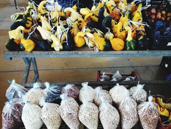 Various vegetables for sale at market stall