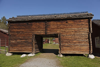 Exterior of old building against clear sky