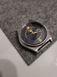 High angle view of clock on wall