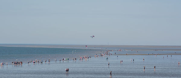 High angle view of people on beach