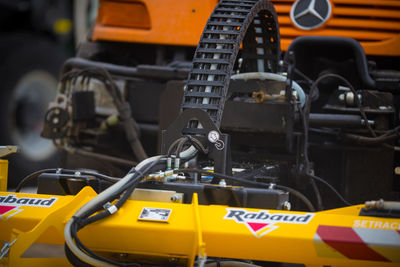 Close-up of yellow vintage car