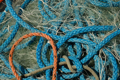 Full frame shot of fishing rope and net