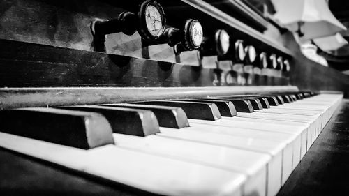 Close-up of piano keys