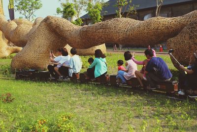 People relaxing outdoors