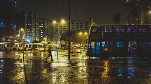 View of illuminated city at night