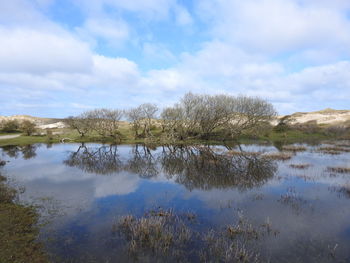 Scenic view of lake against sky