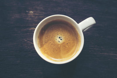 High angle view of coffee on table