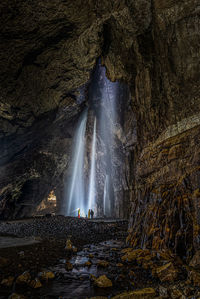 Low angle view of waterfall