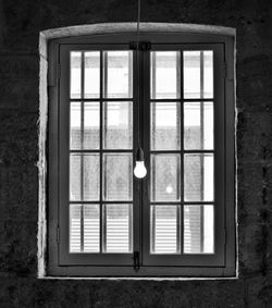 View of building through window