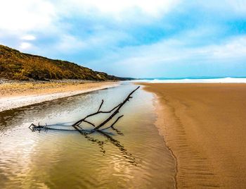 Scenic view of beach against sky