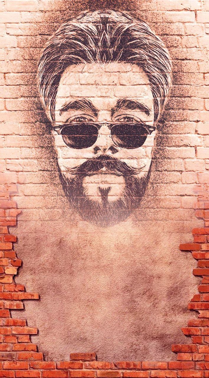 brick, brick wall, wall, wall - building feature, architecture, portrait, close-up, people, day, headshot, built structure, creativity, men, young adult, front view, adult, glasses, males, human face