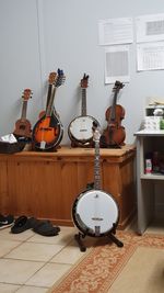 View of guitar at home