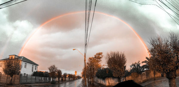 Panoramic view of rainbow over buildings in city