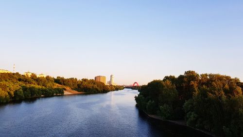 Scenic view of river against clear sky