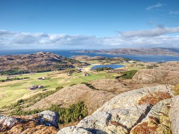  bay with fishing village. distinctive scandinavian scenery with mountains, sea and sheltered bays.