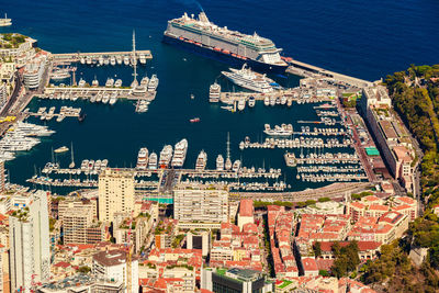 High angle view of buildings in city