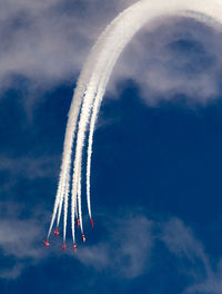 Low angle view of airplane flying in sky