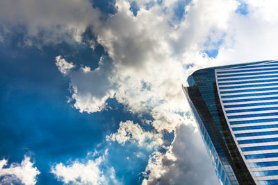 Low angle view of modern buildings against sky