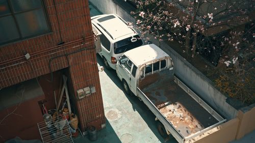 High angle view of buildings in city