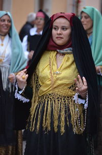 Woman standing in a temple